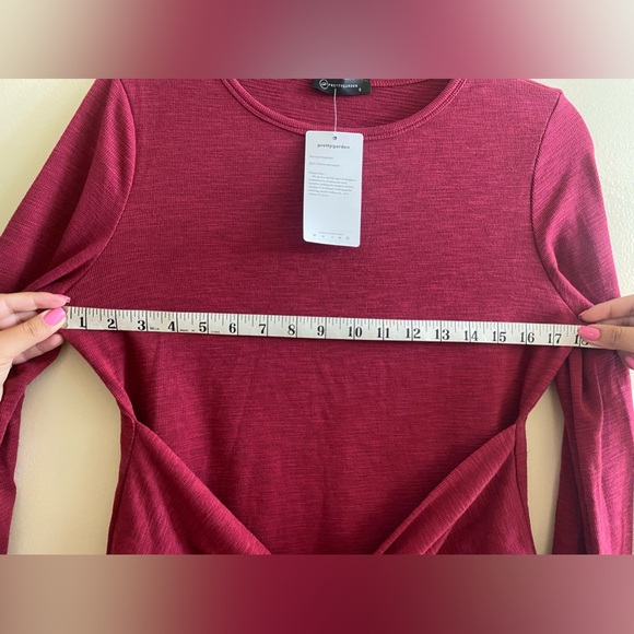 PRETTY GARDEN burgundy long sleeve dress - Picture 6 of 9